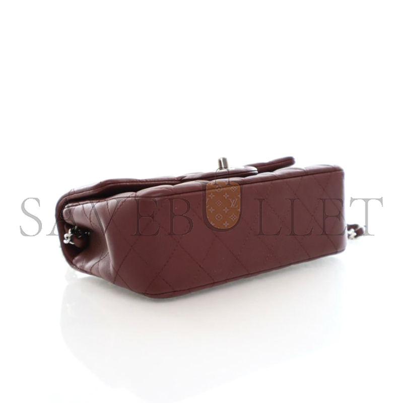 CHANEL MASTER MINI CLASSIC FLAP BAG BURGUNDY LAMBSKIN A01116 (20*13*6cm)